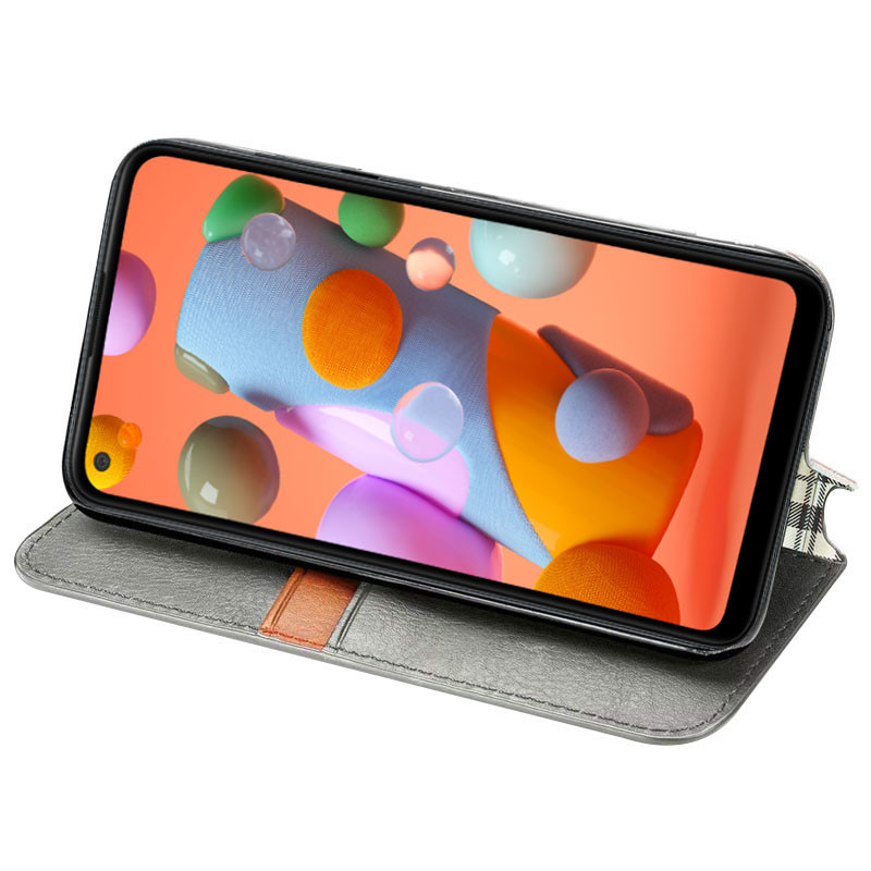 Фото Шкіряний чохол-книжка GETMAN Cubic (PU) на Samsung Galaxy A21s (Сірий) в маназині vchehle.ua