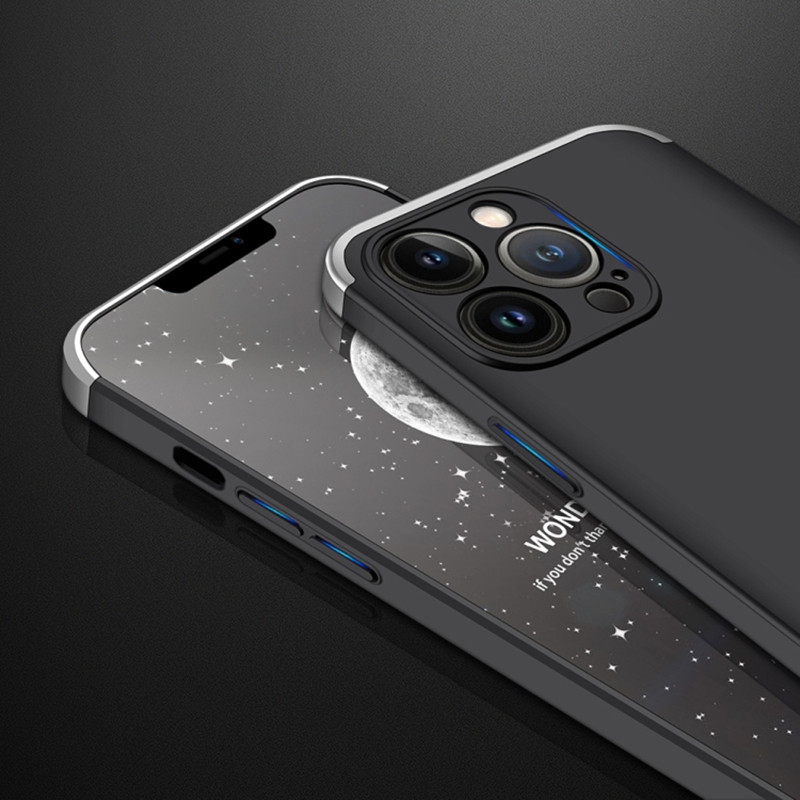 Купить Пластиковая накладка GKK LikGus 360 градусов (opp) для Apple iPhone 13 Pro (6.1") (Черный / Серебряный) на vchehle.ua