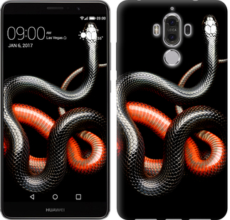 

Чохол Червоно-чорна змія на чорному тлі на Huawei Mate 9 482263
