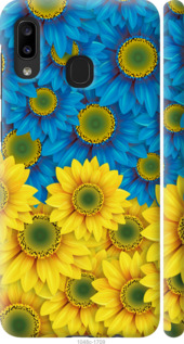 Чехол Жёлто-голубые цветы для Samsung Galaxy A20e A202F