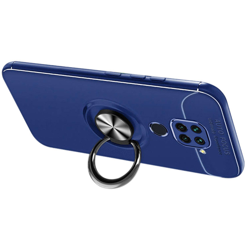 

TPU чехол Deen ColorRing под магнитный держатель (opp) для Xiaomi Redmi Note 9 / Redmi 10X (Синий / Синий) 906418