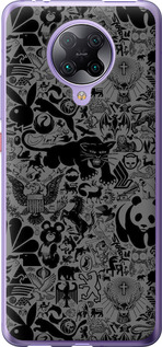 Чехол Чёрно-серый стикер бомбинг для Xiaomi Redmi K30 Pro