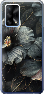 Чехол Черные цветы для Oppo A74