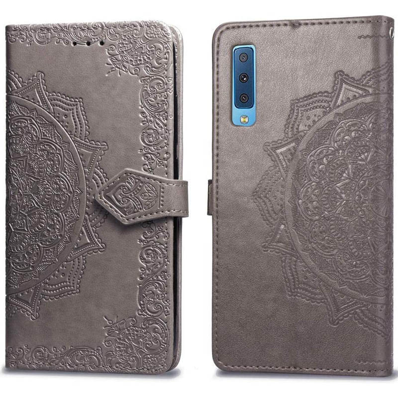 Кожаный чехол (книжка) Art Case с визитницей для Samsung A750 Galaxy A7 (2018) (Серый) в магазине vchehle.ua