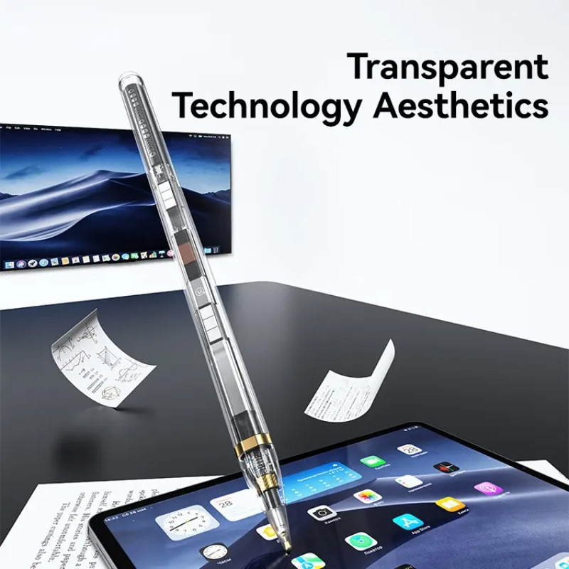 Фото Стілус Usams US-ZB264 Transparent Magnetic Charding Tilt-sensitive Active Touch for iPad (Transparent black) на vchehle.ua