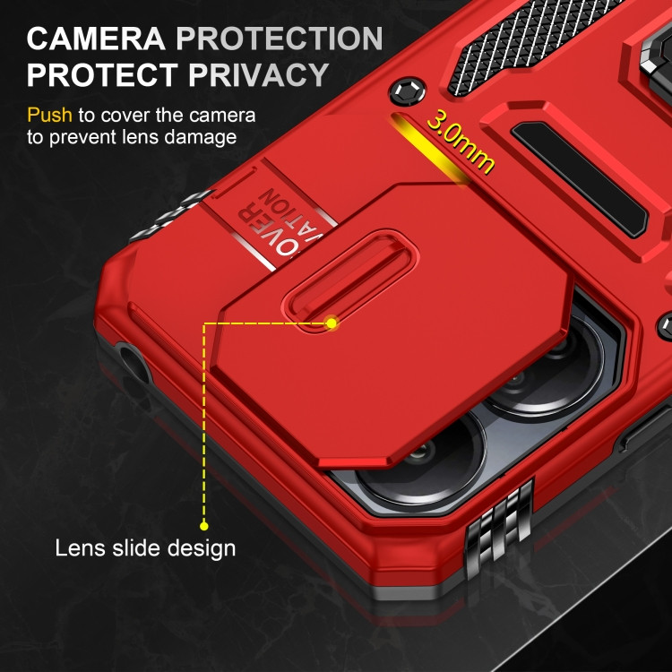 Купить Ударопрочный чехол Camshield Army Ring для Xiaomi Redmi 13C / Poco C65 (Красный / Red) на vchehle.ua