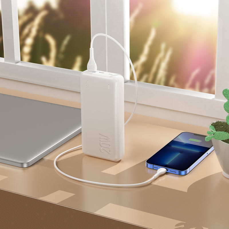 Портативное зарядное устройство Power Bank Hoco J87A Tacker PD20W+QC3.0 20000 mAh (Білий) в магазині vchehle.ua