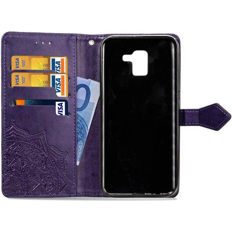 Шкіряний чохол-книжка Art Case з візитницею на Samsung J600F Galaxy J6 (2018) (Фіолетовий) в магазині vchehle.ua