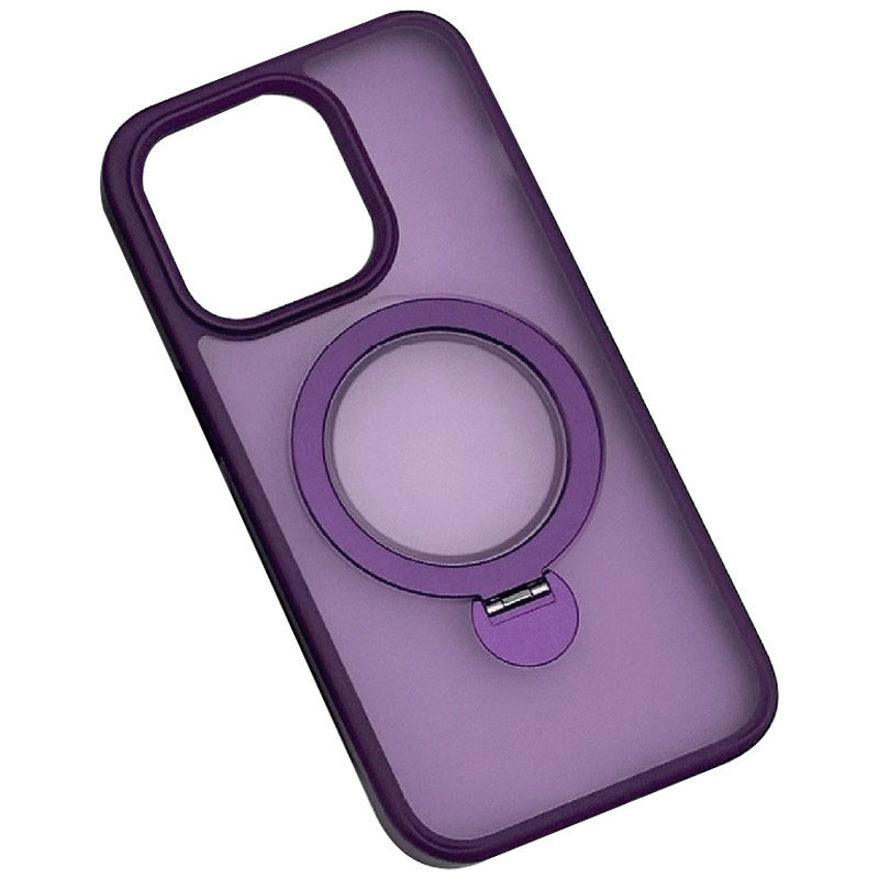 Фото TPU+PC чехол Metal Buttons with Magnetic Safe Colorful HQ Ring для Apple iPhone 15 (6.1") (Purple) на vchehle.ua