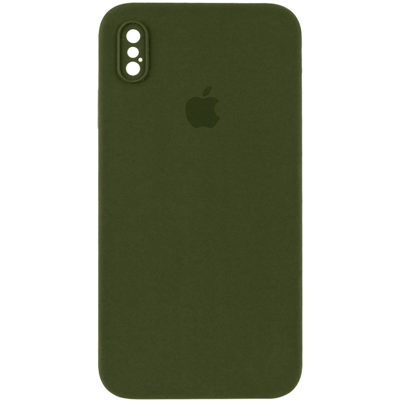 Чохол Silicone Case Square Full Camera Protective (AA) для Apple iPhone X / XS (5.8") (Зелений / Dark Olive)