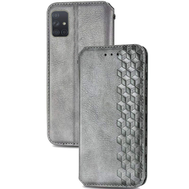 Фото Кожаный чехол-книжка GETMAN Cubic (PU) для Samsung Galaxy A51 (Серый) на vchehle.ua