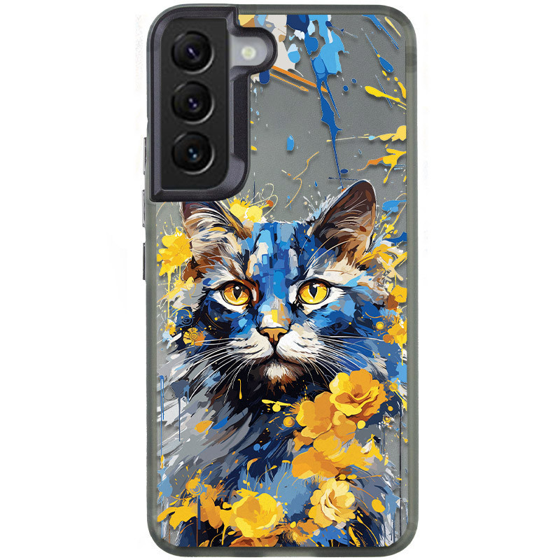 TPU+PC чохол TakiTaki Magic glow на Samsung Galaxy S22 (Cat / Black)