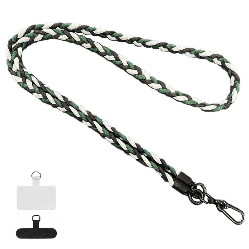 Плетений шнурок (5мм) 120см (Dark Green / Black / White)