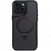 Фото TPU+PC чехол Metal Buttons with Magnetic Safe Carbon Ring для Apple iPhone 14 / 13 (6.1") (Черный) на vchehle.ua