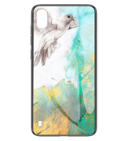 

TPU+Glass чехол Luxury Marble для Samsung Galaxy A10 (A105F) (Птица / Бирюзовый) 708049