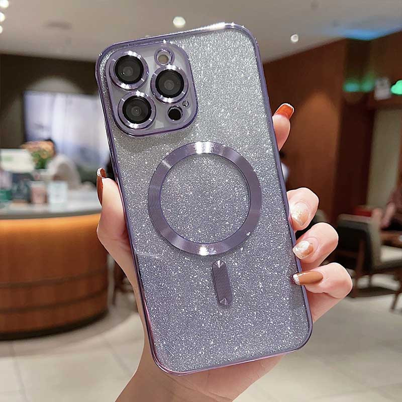 Фото TPU чохол Delight case with Magnetic Safe з захисними лінзами на камеру на Apple iPhone 12 Pro Max (6.7") (Фіолетовий / Deep Purple) на vchehle.ua