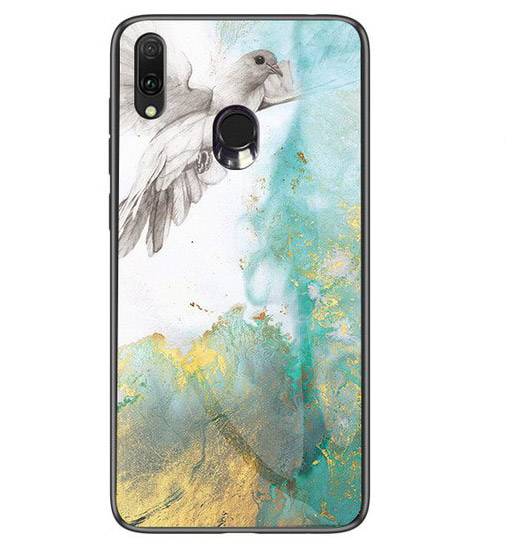 

TPU+Glass чехол Luxury Marble для Samsung Galaxy M20 (Птица / Бирюзовый) 708069