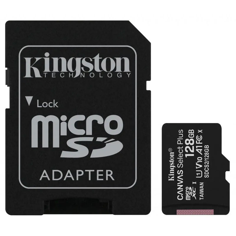 Фото Карта памяти Kingston MicroSDXC 128GB (UHS-1) Class 10 A1 Canvas Select Plus R100MB/s + SD-адаптер (Черный) в магазине vchehle.ua