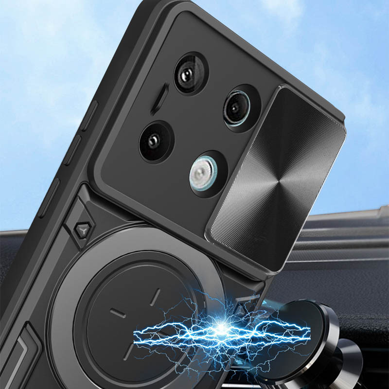 Купить Ударопрочный чехол Bracket case with Magnetic для Xiaomi Redmi Note 13 Pro 4G / Poco M6 Pro 4G (Black) на vchehle.ua