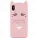 Силиконовый чехол Love Cat 3D для Apple iPhone X (5.8") (Розовый)