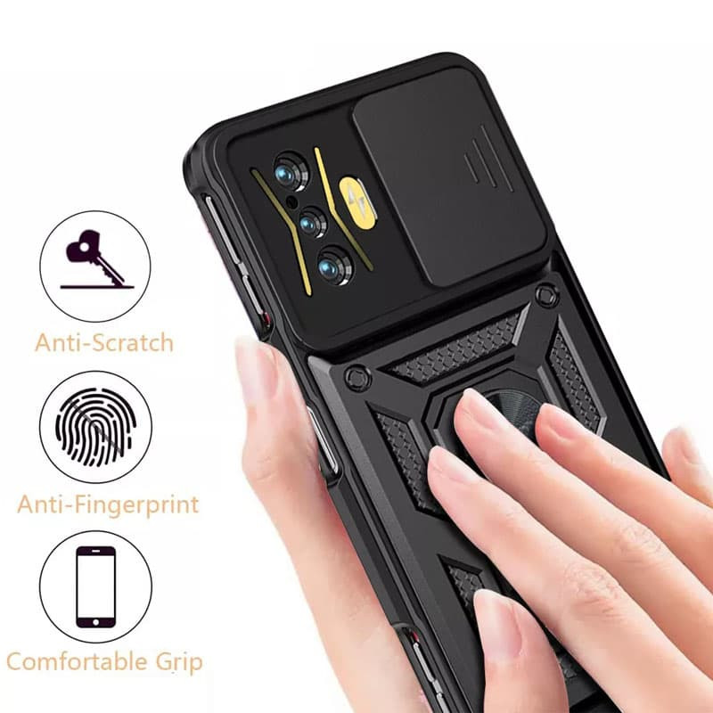 Купить Ударопрочный чехол Camshield Serge Ring для Xiaomi Poco F4 GT (Черный) на vchehle.ua