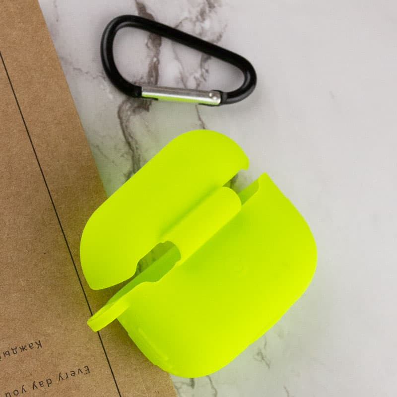 Силиконовый футляр New с карабином для наушников Airpods Pro (Салатовый / Neon green) в магазине vchehle.ua