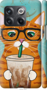 Чехол Зеленоглазый кот в очках для OnePlus 10T
