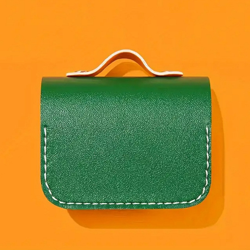 Фото Шкіряний футляр Briefcase для навушників AirPods 3 (Green / Orange) в маназині vchehle.ua