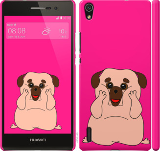 

Чехол Весёлый мопс для Huawei Ascend P7 928564