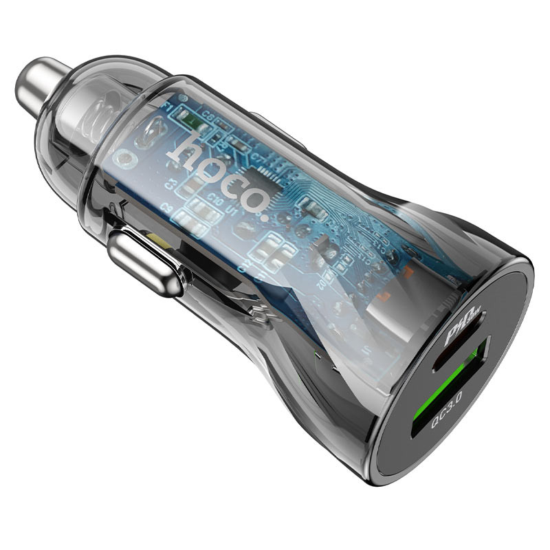 Фото АЗП Hoco Z47A Transparent Discovery Edition PD30W+QC3.0 (Transparent black) на vchehle.ua