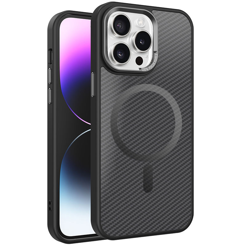 Чехол TPU+PC Carbon Mirage with Magnetic safe для Apple iPhone 14 Pro (6.1") (Black)