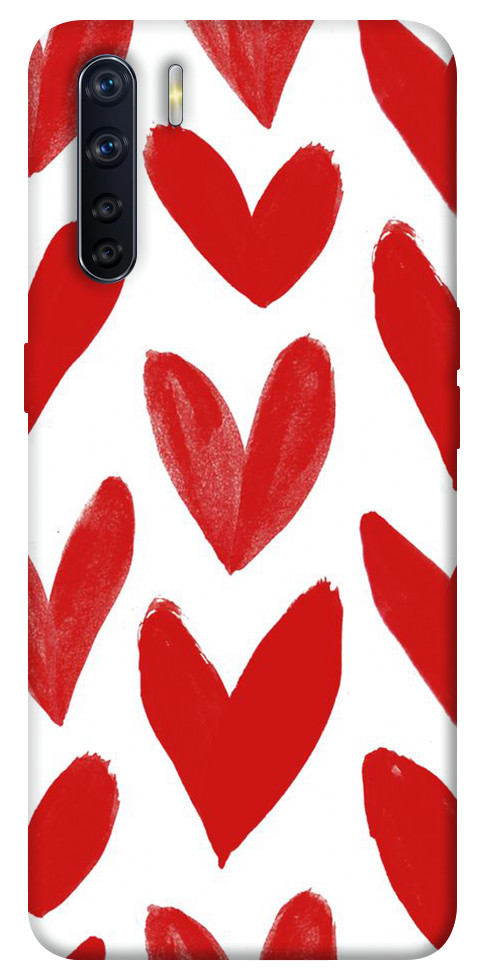 

Чехол Красные сердечки для Oppo A91 1104499
