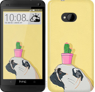 

Чехол Мопс с кактусом для HTC One M7 795463