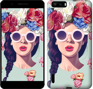 

Чехол Девушка с цветами для Huawei Honor 6 Plus 95808