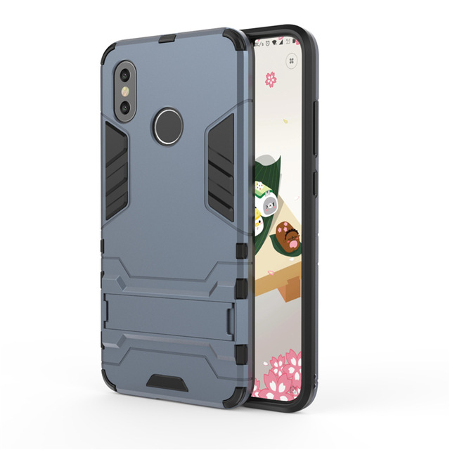 #Ударопрочный чехол-подставка Transformer для Xiaomi Redmi Note 6 Pro с мощной защитой корпуса (Серый / Metal slate)