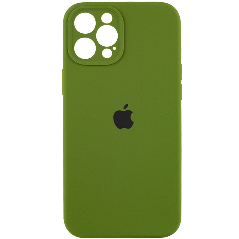 Чехол Silicone Case Full Camera Protective (AA) для Apple iPhone 12 Pro (6.1") (Зеленый / Dark Olive)