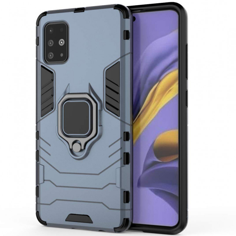 Ударопрочный чехол Transformer Ring for Magnet для Samsung Galaxy A71 (Серый / Metal slate)