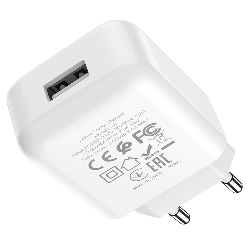 Фото СЗУ HOCO N2 (1USB/2.1A) (Белый) на vchehle.ua