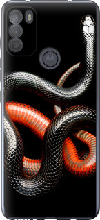 

Чохол Червоно-чорна змія на чорному тлі на Motorola G50 1685284
