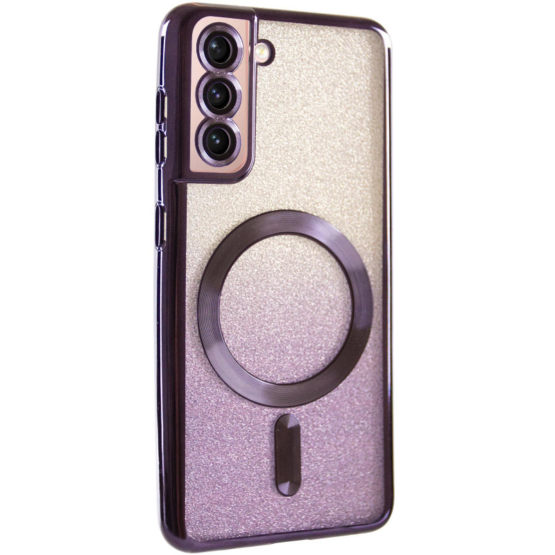 TPU чехол Delight case with Magnetic Safe с защитными линзами на камеру для Samsung Galaxy S21 FE (Фиолетовый / Deep Purple)