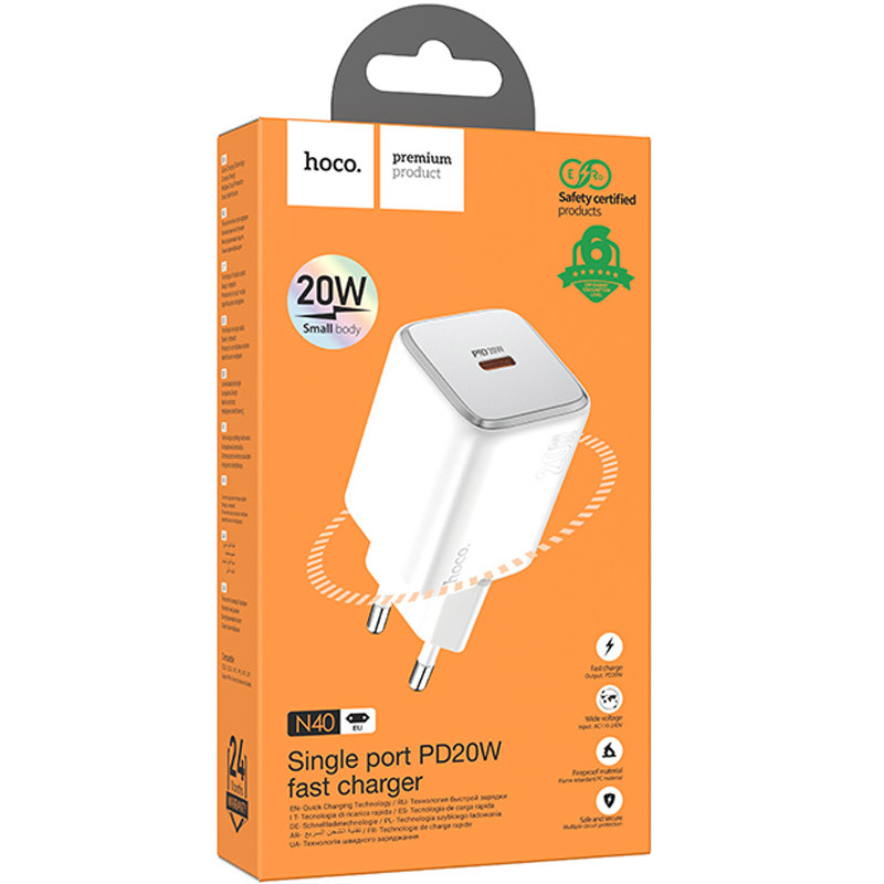 Купити МЗП Hoco N40 Mighty PD20W (1USB-C) (White) на vchehle.ua