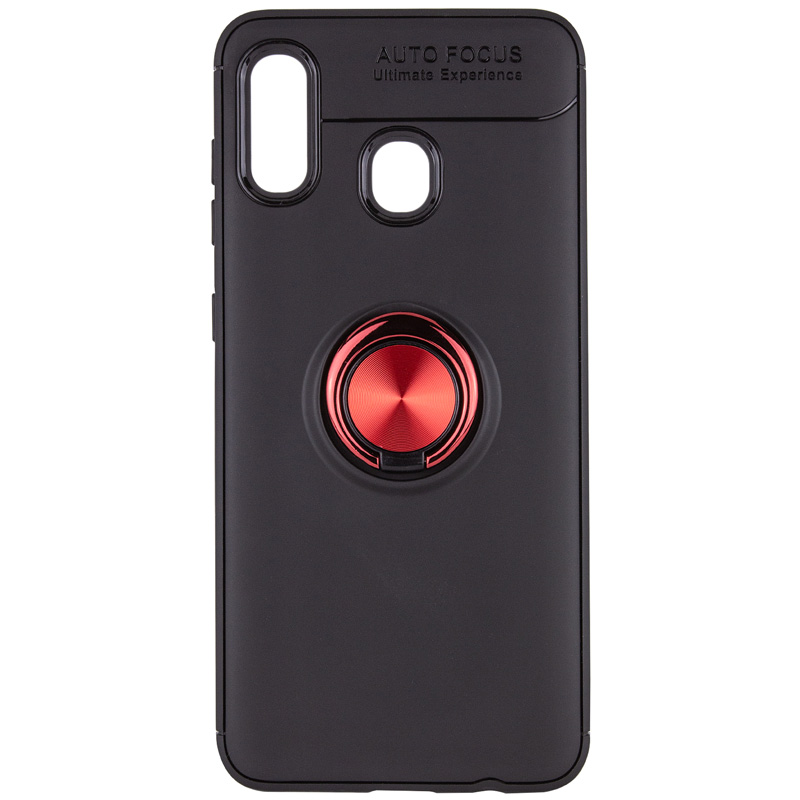 

TPU чехол Deen ColorRing под магнитный держатель для Samsung Galaxy A20 A205F (Черный / Красный) 700648