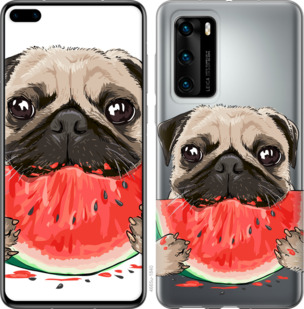 Чехол Мопс и арбуз для Huawei P40