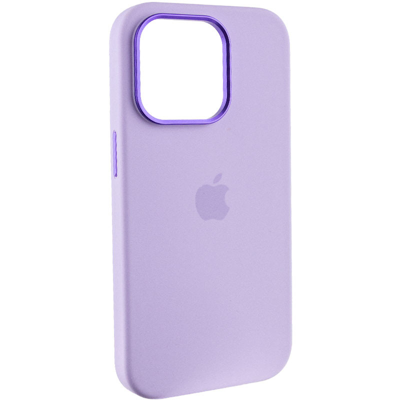 Чохол Silicone Case Metal Buttons (AA) на Apple iPhone 14 Pro (6.1") (Эстетический дефект / Бузковий / Lilac)