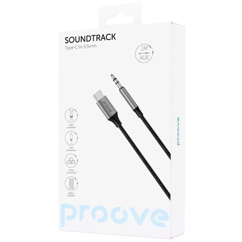 Фото Аудіо кабель Aux Proove SoundTrack Type-C to 3.5mm (1m) (Black) в маназині vchehle.ua