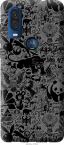 Чехол Чёрно-серый стикер бомбинг для Motorola One Vision