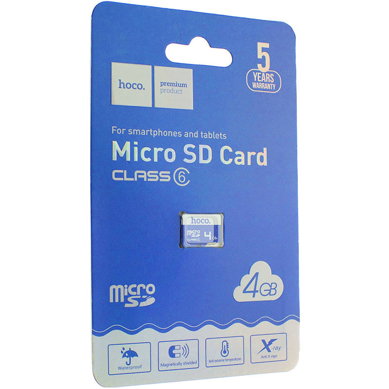 Фото Карта памяти Hoco microSDHC 4GB TF high speed Card Class 10 (Синий) на vchehle.ua