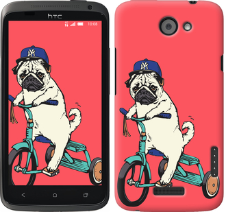 

Чехол Мопс на велосипеде для HTC One X 87608