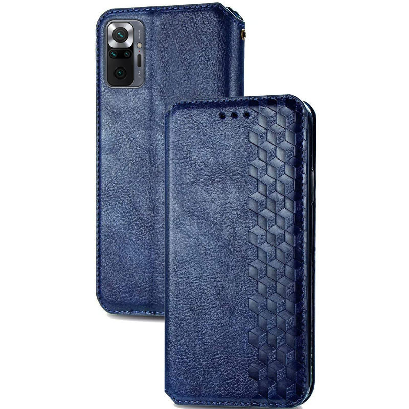 Шкіряний чохол-книжка GETMAN Cubic (PU) на Xiaomi Redmi Note 10 Pro / 10 Pro Max (Синій) в магазині vchehle.ua
