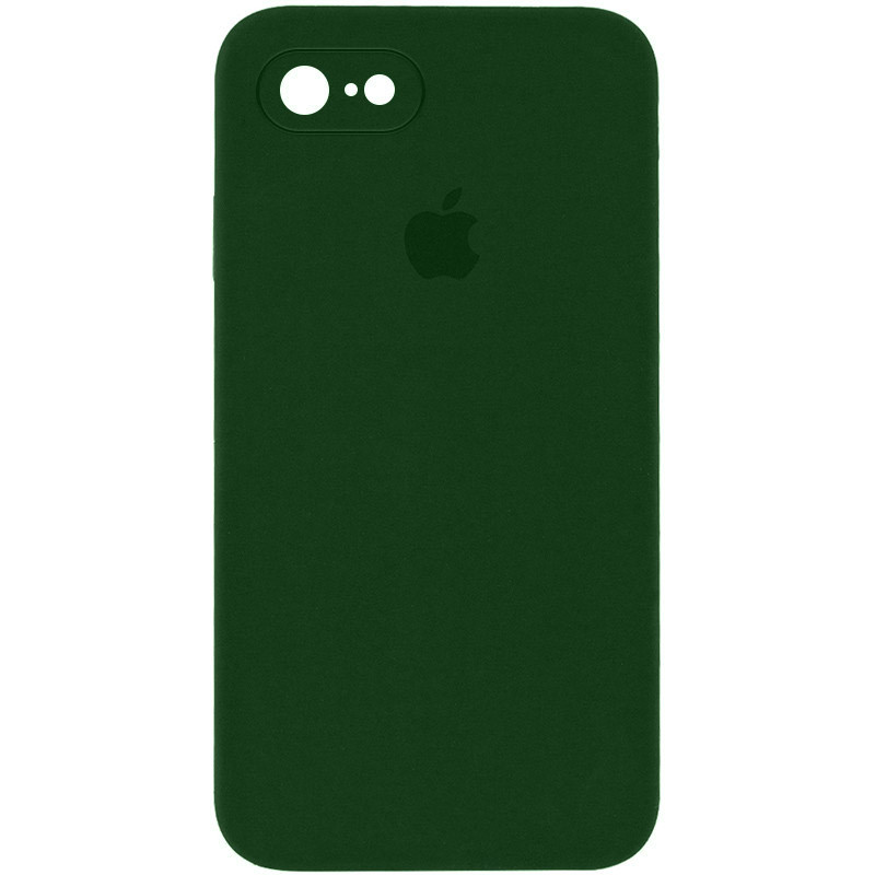 Чехол Silicone Case Square Full Camera Protective (AA) для Apple iPhone 7 / 8 / SE (2020) (4.7") (Зеленый / Army green)